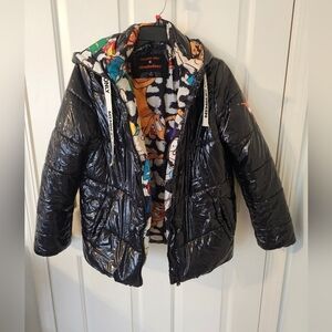 Members Only Women's Hi-Shine Chevron Quilt Puffer Nickelodeon Jacket Size M